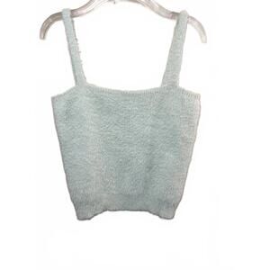 Women's Fuzzy Knit Tank Top - Light Mint